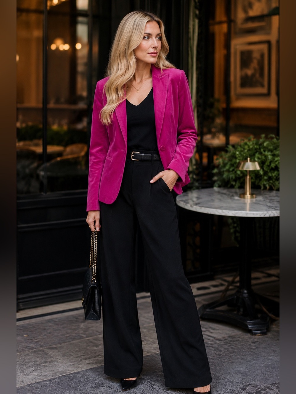 J. Crew Magenta Velvet Blazer Cotton One Button Stretch Size 8